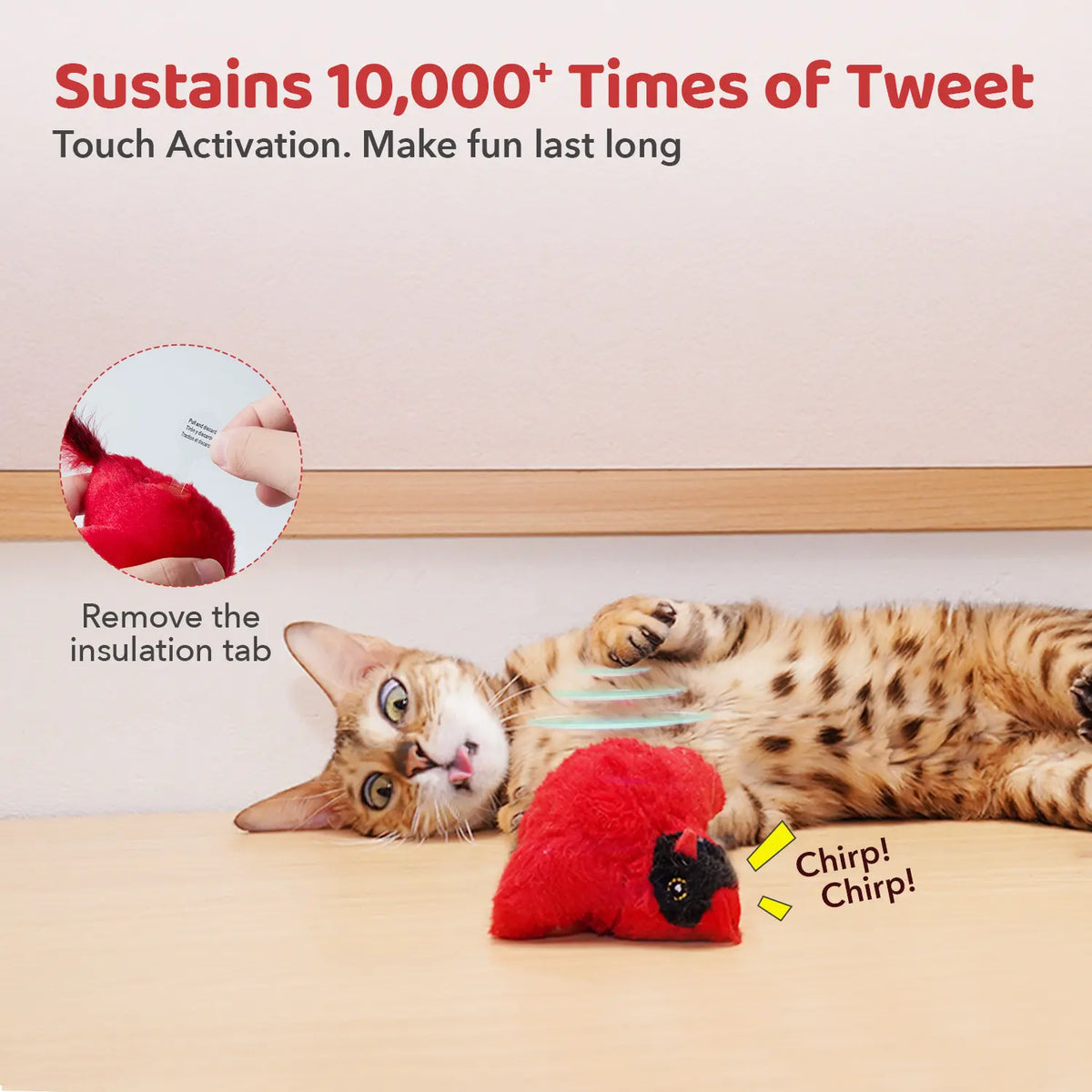 Potaroma 2-Pcs Chirping Bird Cat Toys - Interactive Silvervine Kickers for Fun Indoor Play & Exercise!