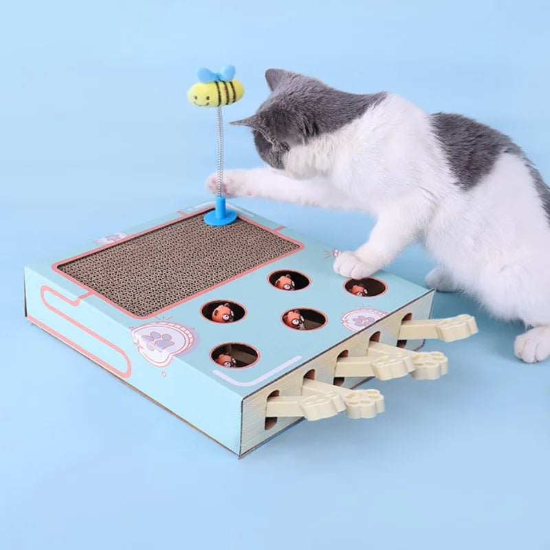 Interactive Whack-A-Mole Cat Scratching Board - Fun Multifunctional Toy for Happy, Healthy Cats!