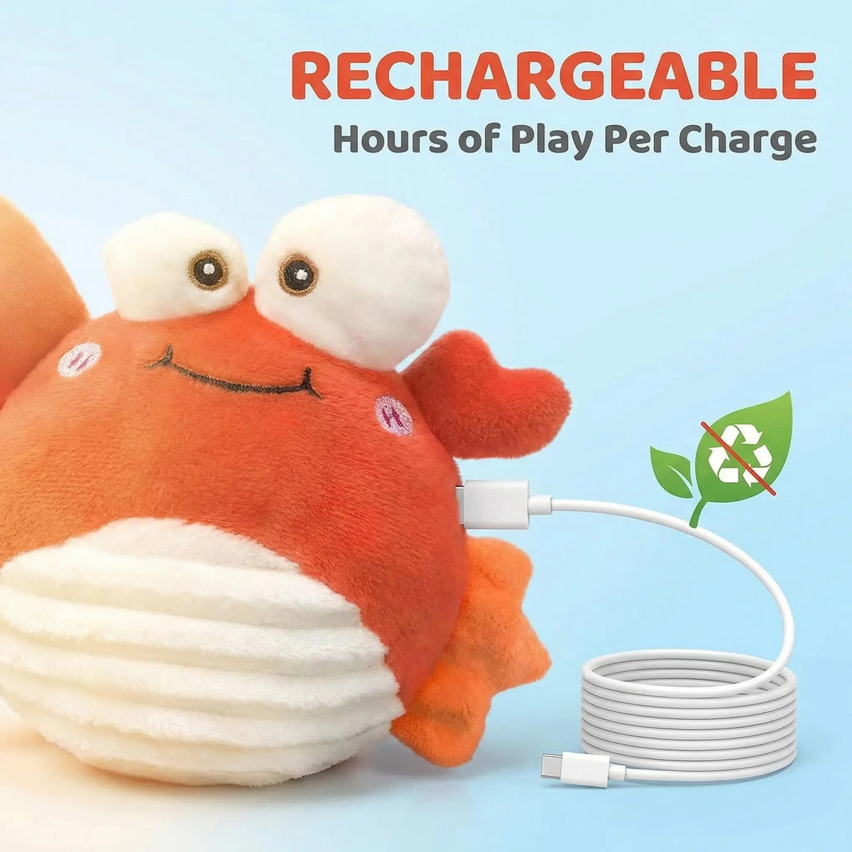GUKCO Rechargeable Crab Interactive Dog Toy – Motion-Activated Fun with 3 Play Modes for Small to Medium Dogs, Perfect for Reducing Separation Anxiety and Teething Relief