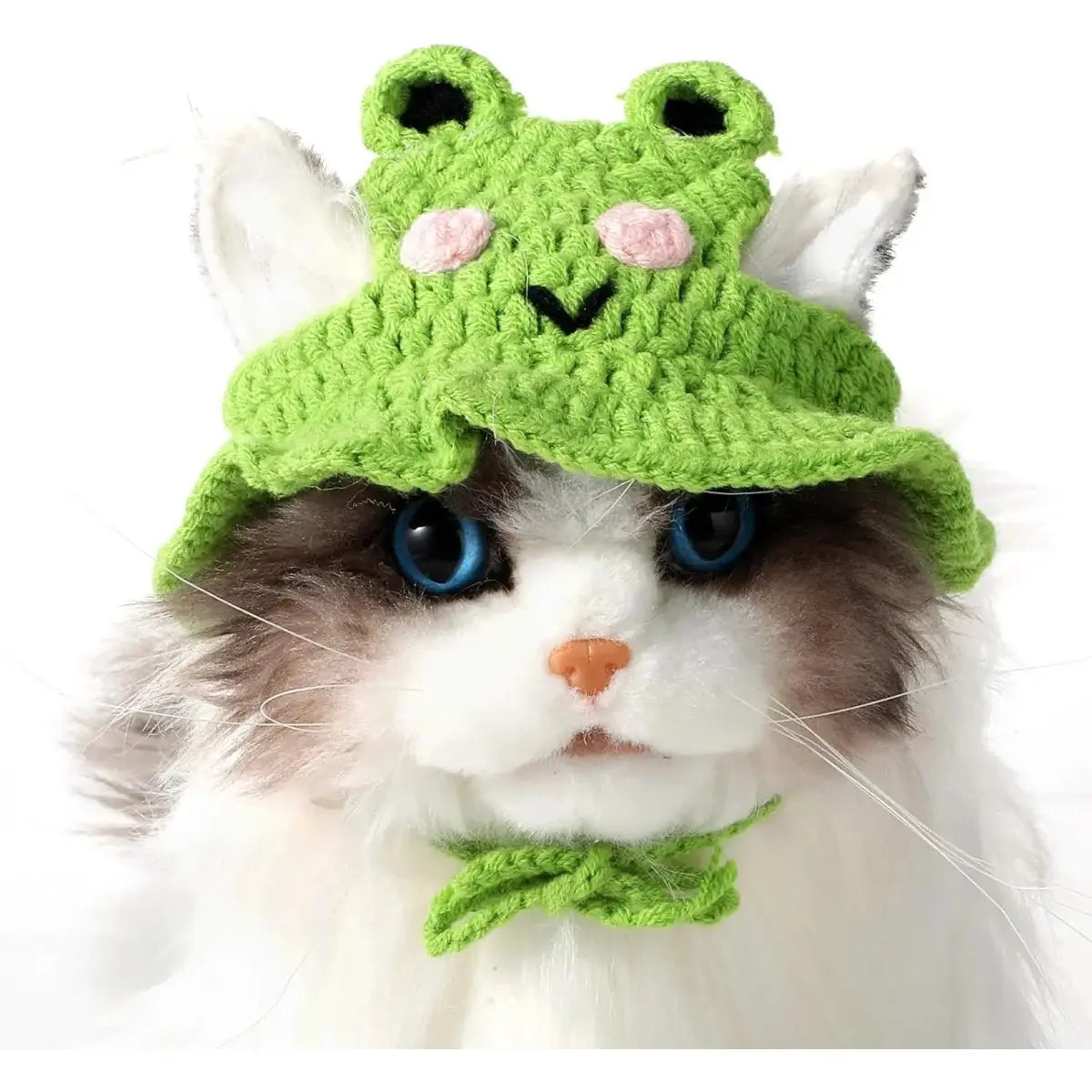 Adorable 4PCS Handmade Knitted Frog Hats for Small Cats - Lightweight, Adjustable, Perfect for Holidays & Photos!
