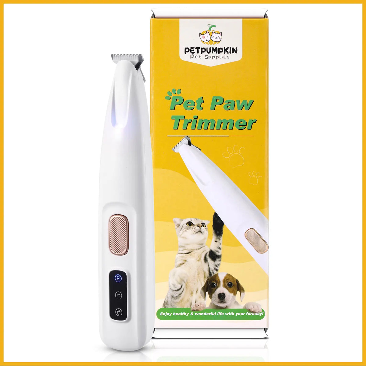 PETPUMPKIN 2025 Rechargeable Waterproof Pet Grooming Clippers for Dogs & Cats - LED Light, Washable Blade, Safe Ceramic Edge for Paws, Eyes & Ears