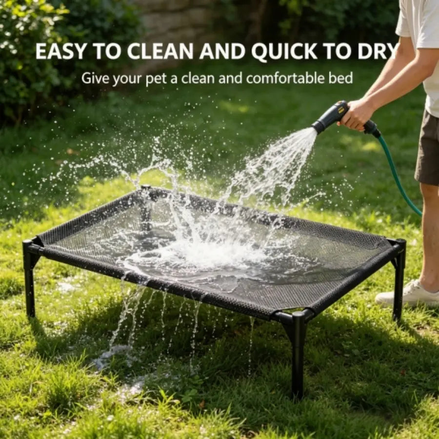 Elevated Mesh Dog Bed - Breathable Oxford Fabric Portable Cooling Cot for Indoor and Outdoor Use, Large Durable Design with Easy Installation and Cleaning