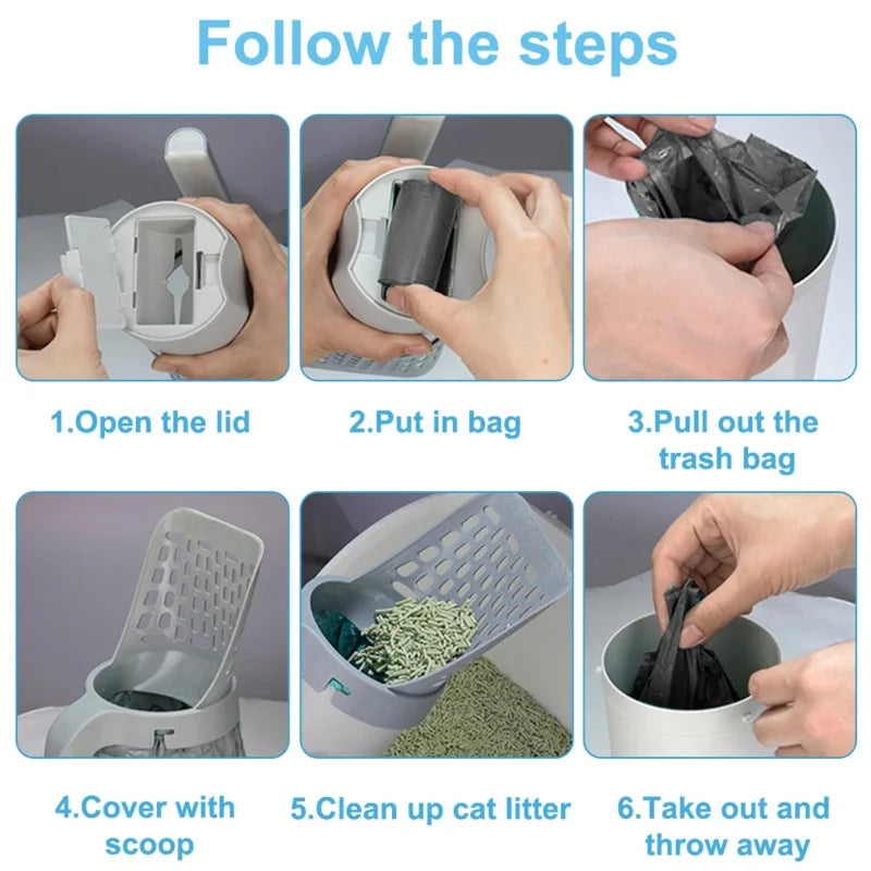 Premium Cat Litter Scoop with Refill - Eco-Friendly Pet Cleaning Tool for Easy Cat Waste Management