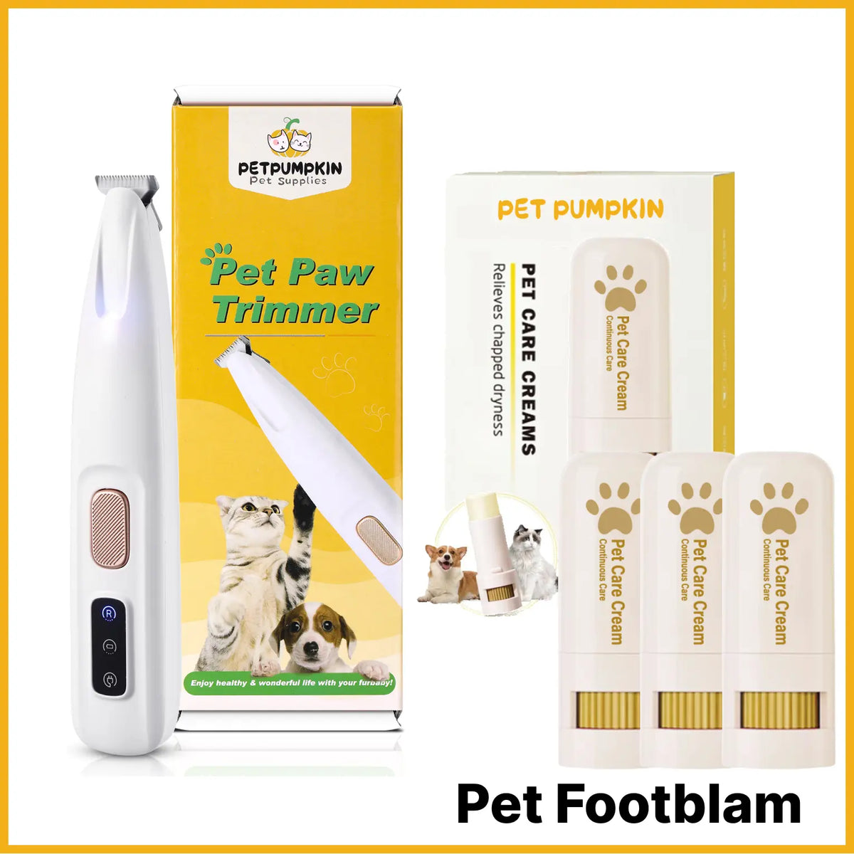 PETPUMPKIN 2025 Rechargeable Waterproof Pet Grooming Clippers for Dogs & Cats - LED Light, Washable Blade, Safe Ceramic Edge for Paws, Eyes & Ears