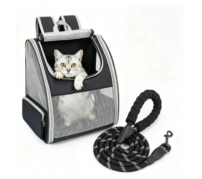 EGFSK Portable Cat Carrier Backpack for Small Pets (up to 15 lbs) - Equipped with 3 Mesh Windows, Breathable Material, Secure Buckle Closure, Detachable Straps, Dual Side Pockets, Easy-Clean Design, and Comfortable for Extended Use - Ideal for Travel, Camping, and Hiking