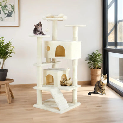 Pettrove Multi-Level Cat Tree Tower - Ultimate Indoor Playground with Scratching Post, Cozy Condo, Climbing Ladder & Plush Toy for Happy Kittens!