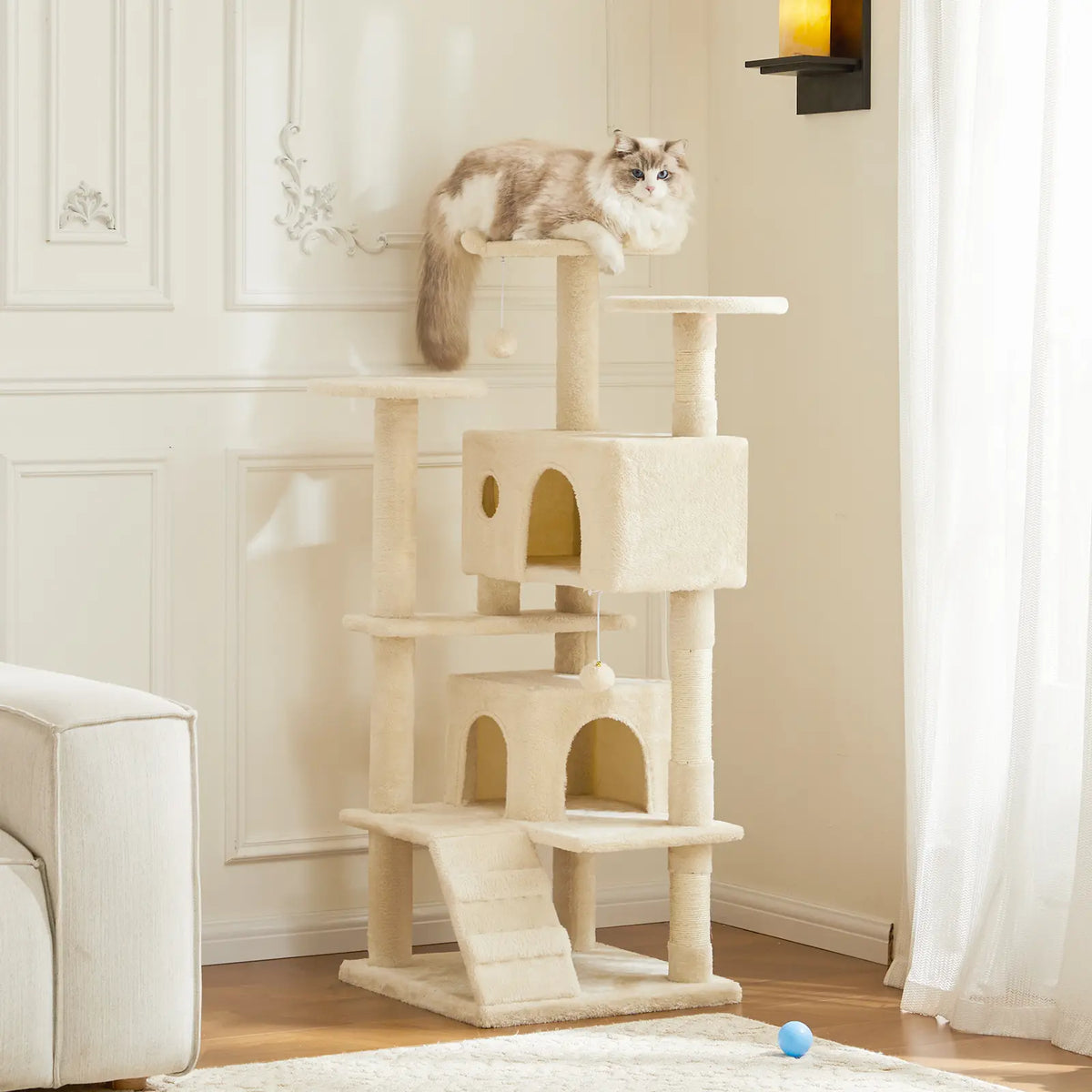 Pettrove Multi-Level Cat Tree Tower - Ultimate Indoor Playground with Scratching Post, Cozy Condo, Climbing Ladder & Plush Toy for Happy Kittens!