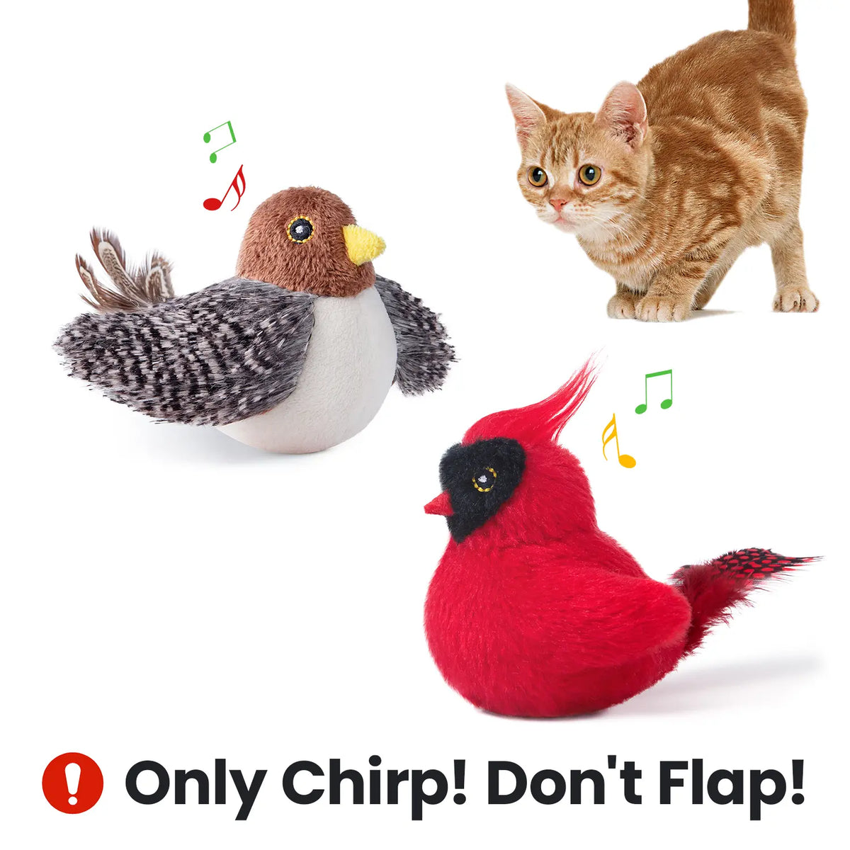 Potaroma 2-Pcs Chirping Bird Cat Toys - Interactive Silvervine Kickers for Fun Indoor Play & Exercise!
