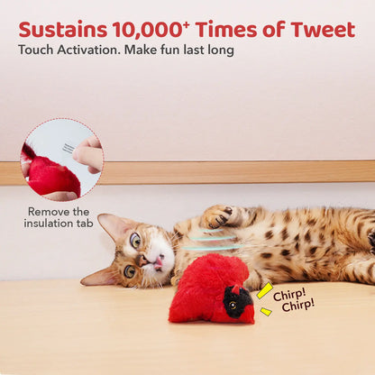 Potaroma 2-Pcs Chirping Bird Cat Toys - Interactive Silvervine Kickers for Fun Indoor Play & Exercise!