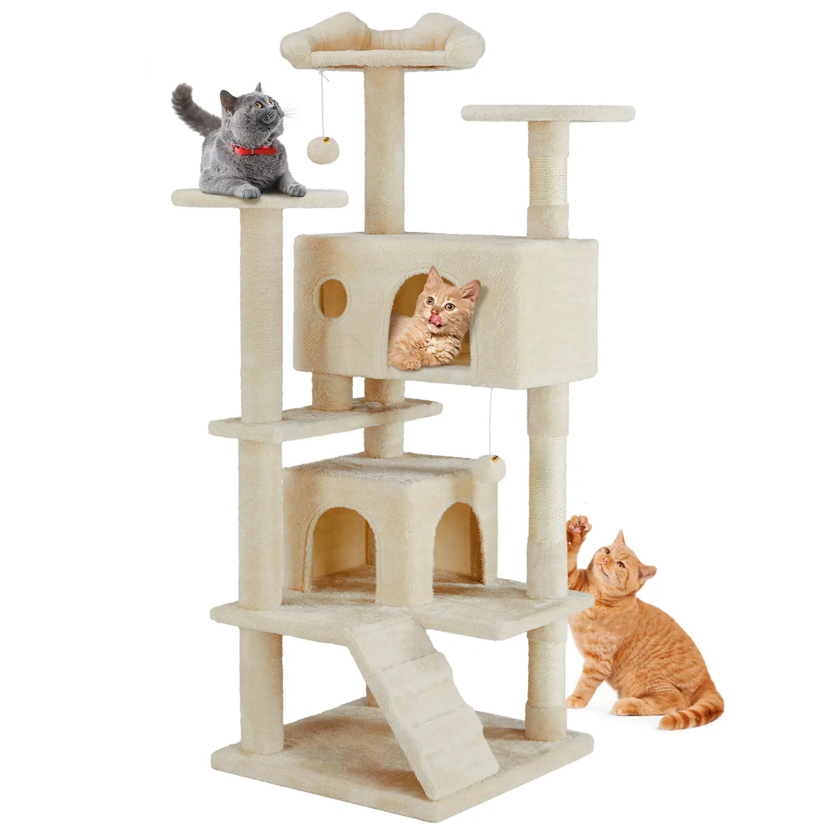 Pettrove Multi-Level Cat Tree Tower - Ultimate Indoor Playground with Scratching Post, Cozy Condo, Climbing Ladder & Plush Toy for Happy Kittens!
