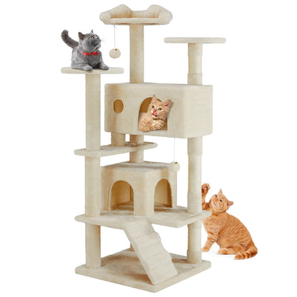 Pettrove Multi-Level Cat Tree Tower - Ultimate Indoor Playground with Scratching Post, Cozy Condo, Climbing Ladder & Plush Toy for Happy Kittens!