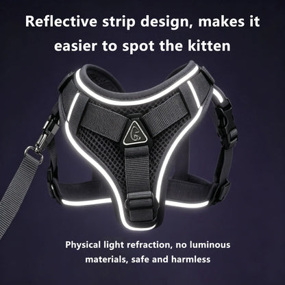 Ultimate Escape Proof Cat Harness & Leash Combo - Adjustable, Reflective, Breathable Mesh Vest for Safe Summer Walks!