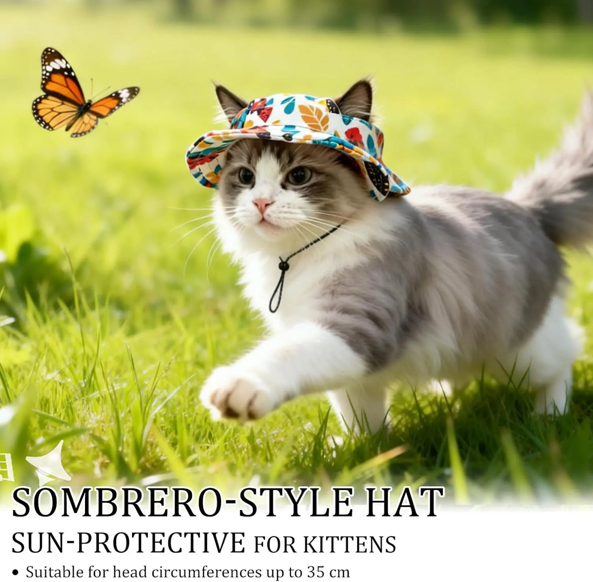 Sphynx Cat Sun Hat with Ear Hole - Summer Cowboy and Baseball Caps for Cats and Small Pets