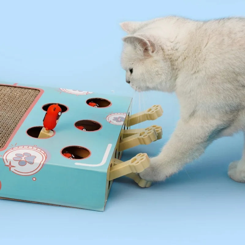 Interactive Whack-A-Mole Cat Scratching Board - Fun Multifunctional Toy for Happy, Healthy Cats!