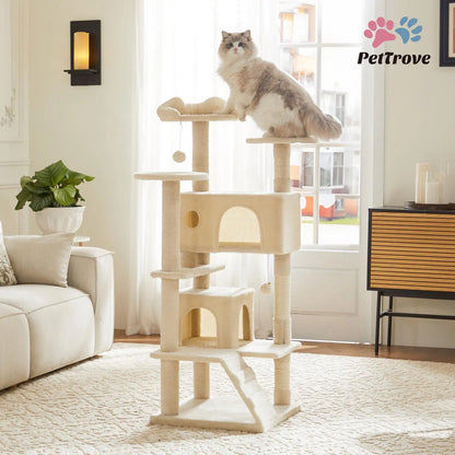 Pettrove Multi-Level Cat Tree Tower - Ultimate Indoor Playground with Scratching Post, Cozy Condo, Climbing Ladder & Plush Toy for Happy Kittens!
