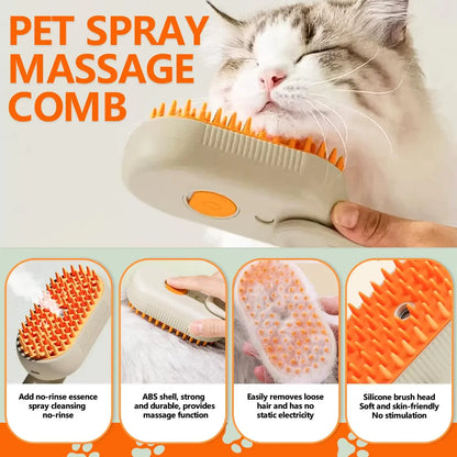 3-IN-1 Pet Steam Brush & Hair Remover - Adjustable Grooming Comb for Cats & Dogs with Steamy Mist Technology to Effortlessly Remove Fur