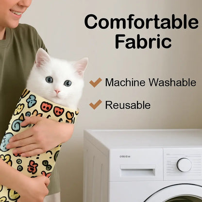 Supetspaw Reusable Cat Grooming Wrap – Stress-Free Nail Clipping & Care Solution, Washable Self-Adhesive Restraint for Cats, Perfect for Grooming, Medication & Travel Storage