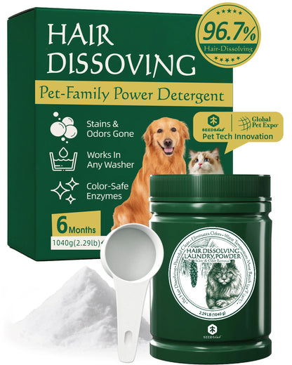 Ultimate Pet Hair Dissolving Laundry Powder - Powerful Stain Remover & Deodorizer for Pet Owners, Safe for All Washers