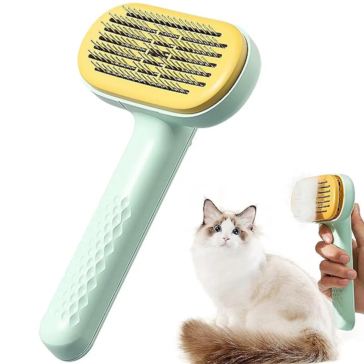 Self-Cleaning Cat and Dog Brush with Release Button - Perfect for Grooming Long & Short Haired Pets, Removes Loose Fur, Mats & Tangled Hair