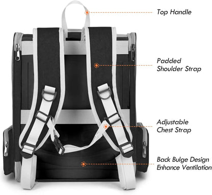 EGFSK Portable Cat Carrier Backpack for Small Pets (up to 15 lbs) - Equipped with 3 Mesh Windows, Breathable Material, Secure Buckle Closure, Detachable Straps, Dual Side Pockets, Easy-Clean Design, and Comfortable for Extended Use - Ideal for Travel, Camping, and Hiking