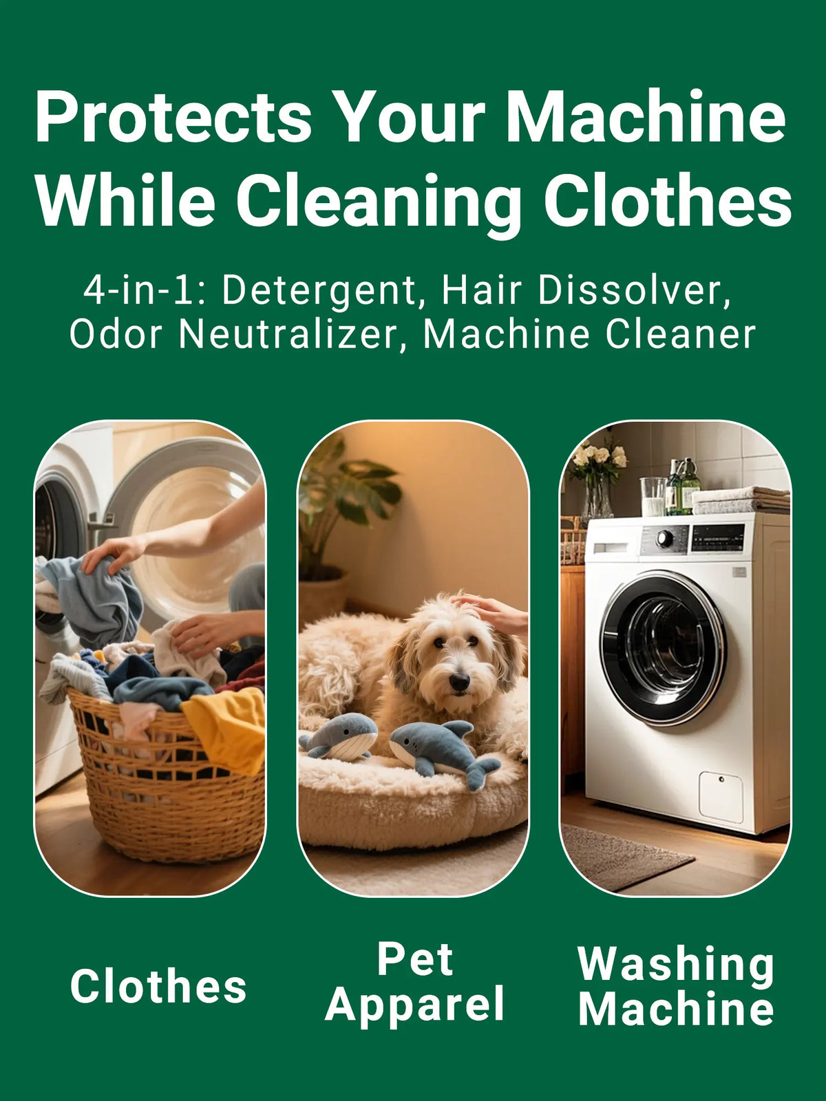 Ultimate Pet Hair Dissolving Laundry Powder - Powerful Stain Remover & Deodorizer for Pet Owners, Safe for All Washers