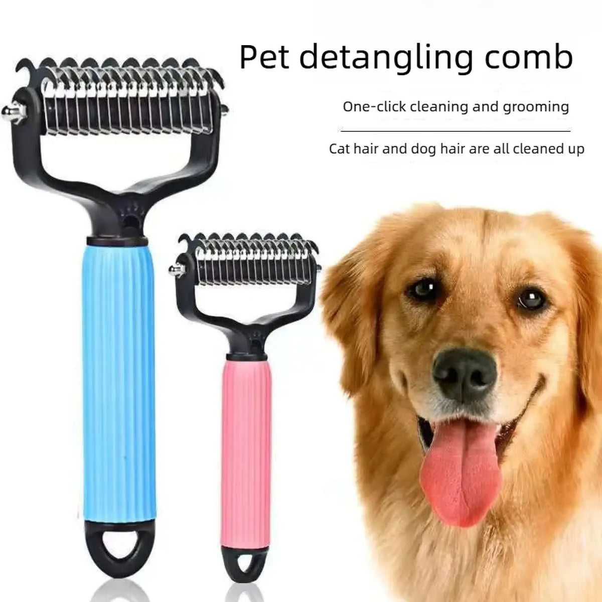Ultimate Pet Grooming Tool - Double-Sided Stainless Steel Comb for Effortless Shedding & Matted Hair Removal - Essential Daily Care for Dogs
