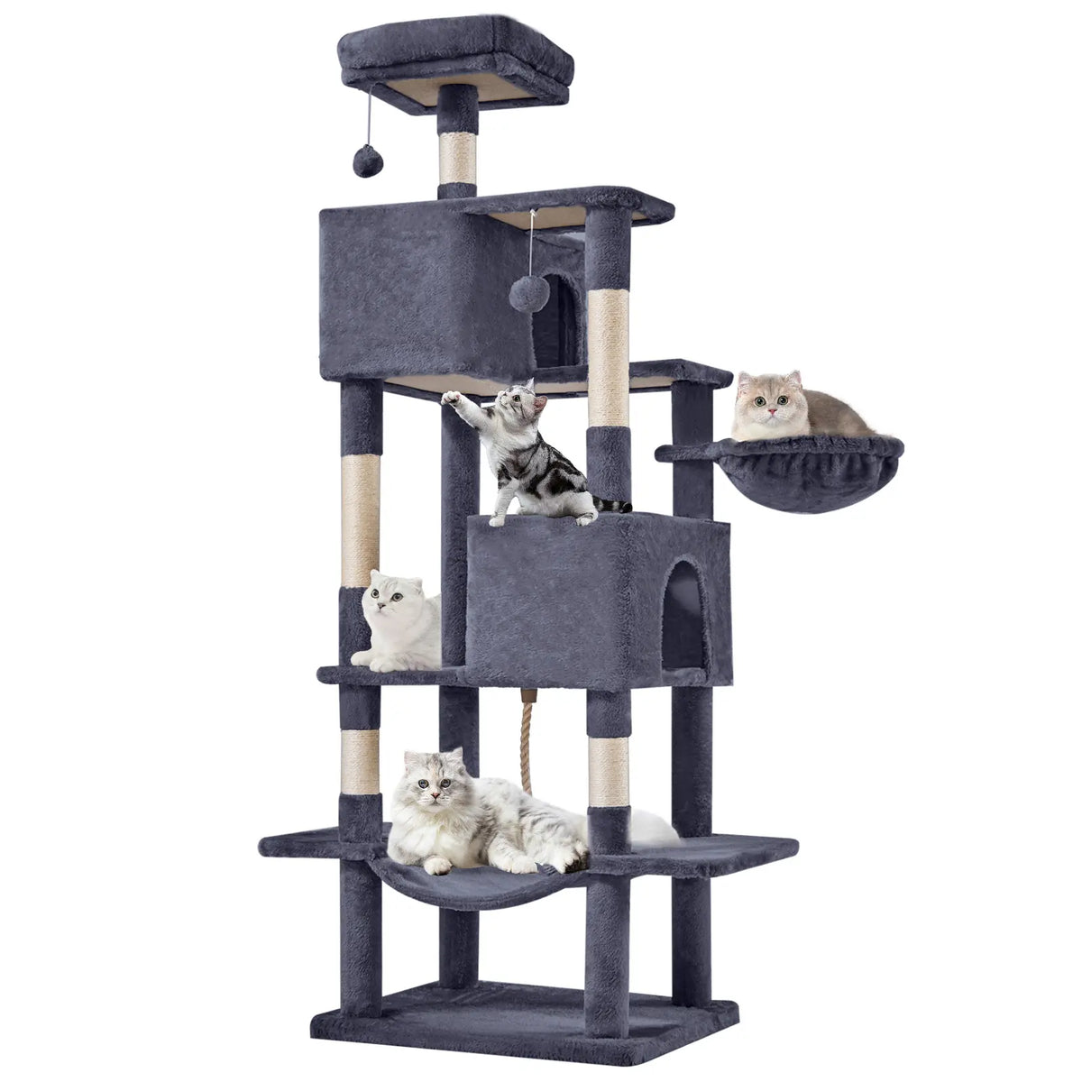 Pettrove Multi-Level Cat Tree Tower - Ultimate Indoor Playground with Scratching Post, Cozy Condo, Climbing Ladder & Plush Toy for Happy Kittens!