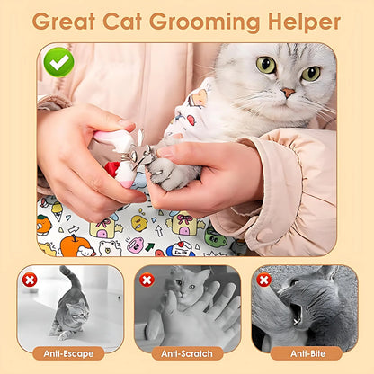 Supetspaw Reusable Cat Grooming Wrap – Stress-Free Nail Clipping & Care Solution, Washable Self-Adhesive Restraint for Cats, Perfect for Grooming, Medication & Travel Storage