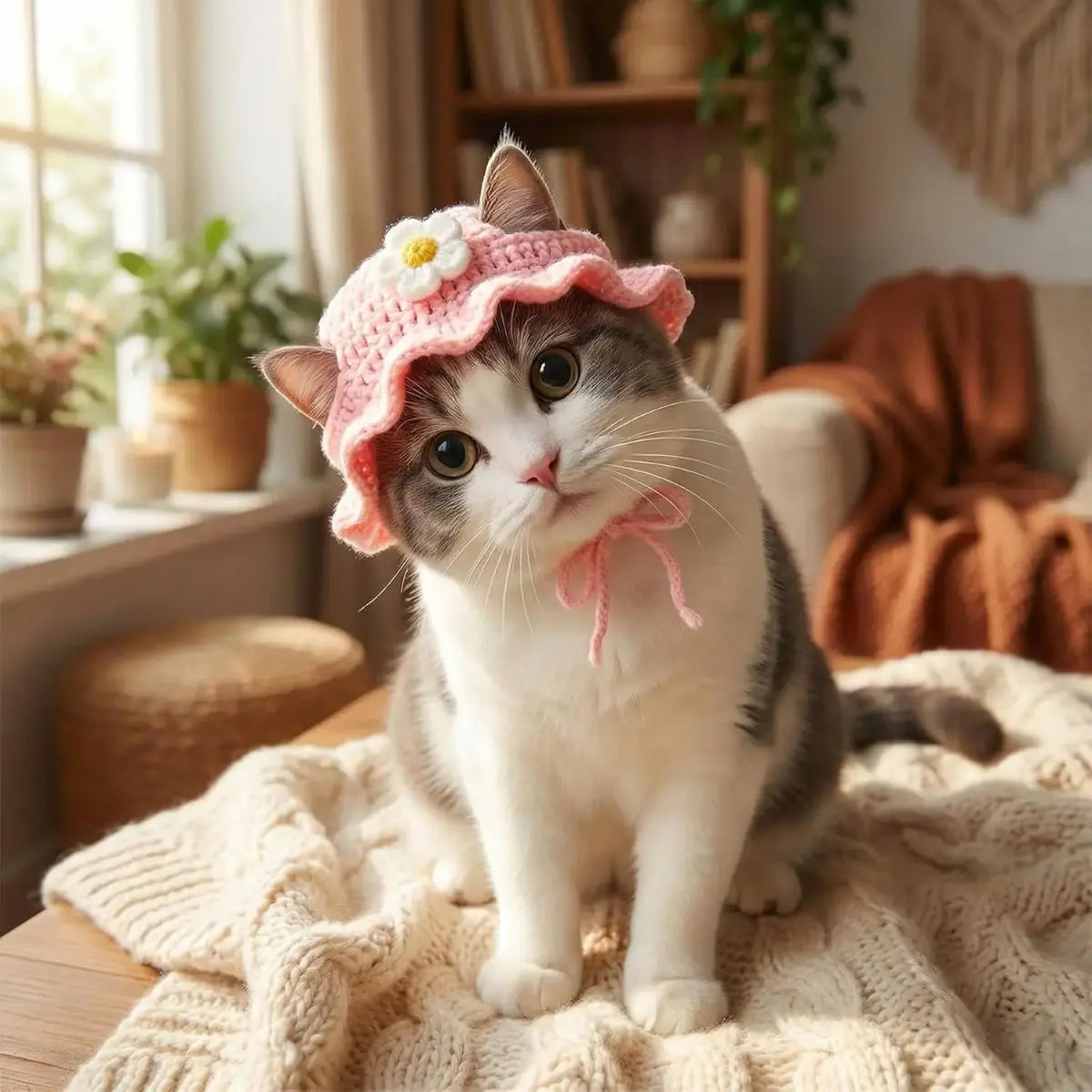 Adorable 4PCS Handmade Knitted Frog Hats for Small Cats - Lightweight, Adjustable, Perfect for Holidays & Photos!
