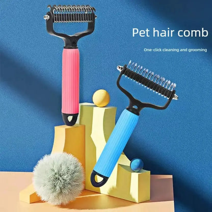 Ultimate Pet Grooming Tool - Double-Sided Stainless Steel Comb for Effortless Shedding & Matted Hair Removal - Essential Daily Care for Dogs