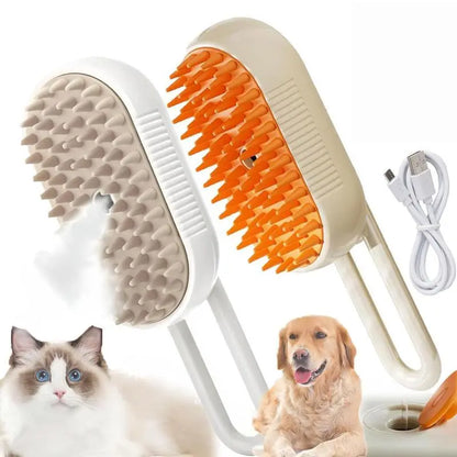 3-IN-1 Pet Steam Brush & Hair Remover - Adjustable Grooming Comb for Cats & Dogs with Steamy Mist Technology to Effortlessly Remove Fur