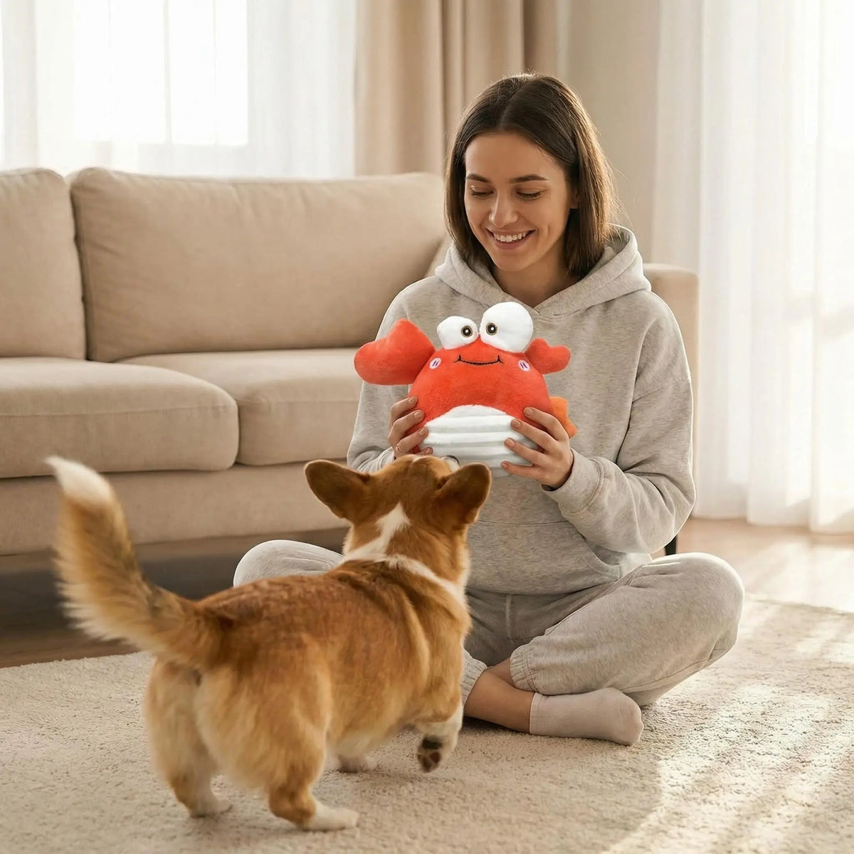 GUKCO Rechargeable Crab Interactive Dog Toy – Motion-Activated Fun with 3 Play Modes for Small to Medium Dogs, Perfect for Reducing Separation Anxiety and Teething Relief
