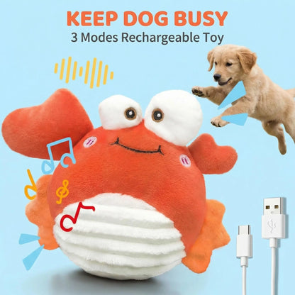 GUKCO Rechargeable Crab Interactive Dog Toy – Motion-Activated Fun with 3 Play Modes for Small to Medium Dogs, Perfect for Reducing Separation Anxiety and Teething Relief