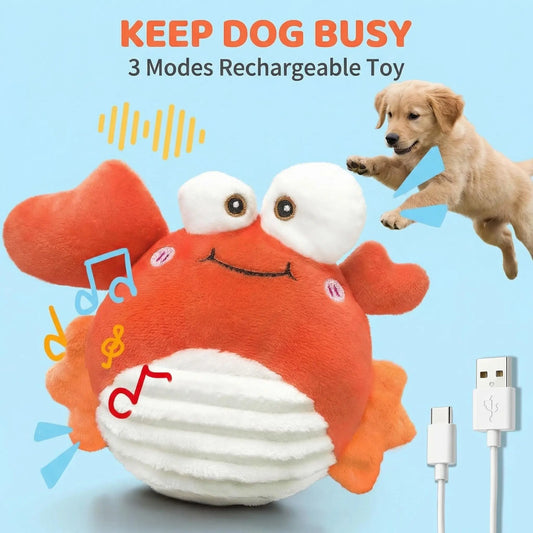 GUKCO Rechargeable Crab Interactive Dog Toy – Motion-Activated Fun with 3 Play Modes for Small to Medium Dogs, Perfect for Reducing Separation Anxiety and Teething Relief