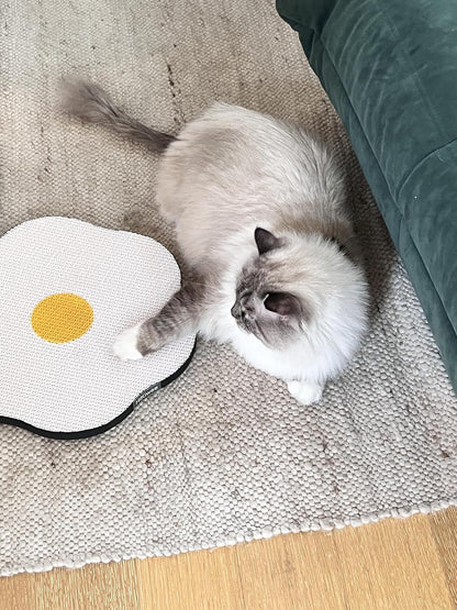 Wall Mounted Cat Scratcher for Indoor Cats, Durable Less Shedding Vertical Scratching Board for Space Saving, Grade a Kraft Corrugated, DIY Adhesive Scratch Pad, Sunny Egg Design