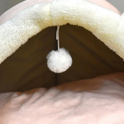 Cozy Cartoon Animals Ear Thermal Cat Cave Bed - Soft Fleece Indoor Pet House for Ultimate Comfort & Cuteness