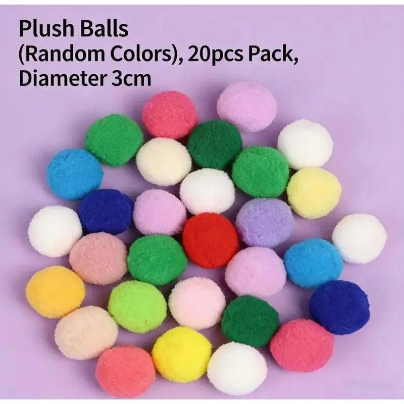 20-Piece Plush Fuzz Balls Cat Toy Launcher Gun - Interactive Training Tool for Kittens and Adult Cats, Promotes Hunting Instincts and Engaging Play
