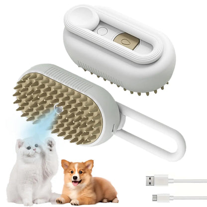 3-IN-1 Pet Steam Brush & Hair Remover - Adjustable Grooming Comb for Cats & Dogs with Steamy Mist Technology to Effortlessly Remove Fur