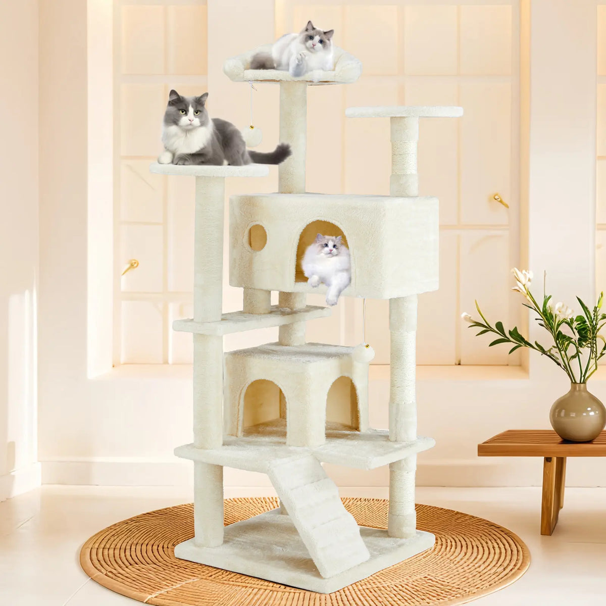 Pettrove Multi-Level Cat Tree Tower - Ultimate Indoor Playground with Scratching Post, Cozy Condo, Climbing Ladder & Plush Toy for Happy Kittens!