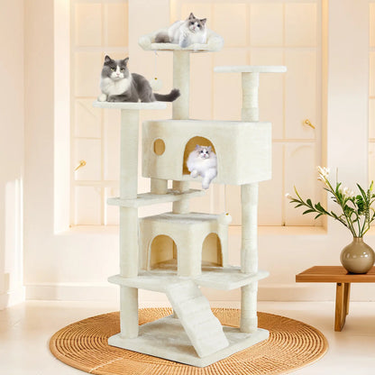 Pettrove Multi-Level Cat Tree Tower - Ultimate Indoor Playground with Scratching Post, Cozy Condo, Climbing Ladder & Plush Toy for Happy Kittens!