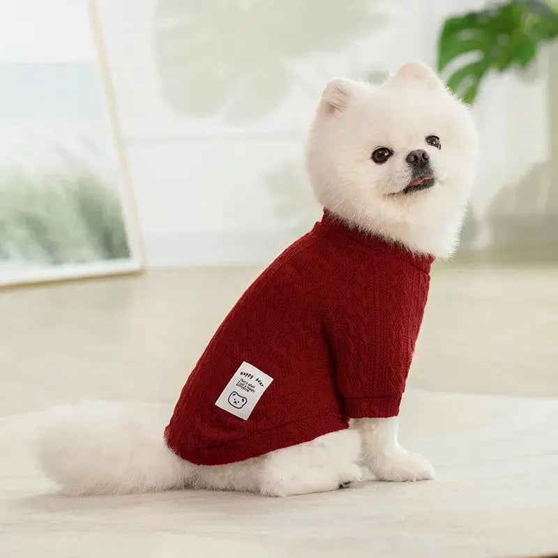 Cozy Bear Pattern Knitted Dog Sweater - Winter Warmth for Small Dogs & Cats, Perfect Valentine’s Day Gift for Chihuahuas, French Bulldogs & Pugs