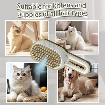 3-IN-1 Pet Steam Brush & Hair Remover - Adjustable Grooming Comb for Cats & Dogs with Steamy Mist Technology to Effortlessly Remove Fur