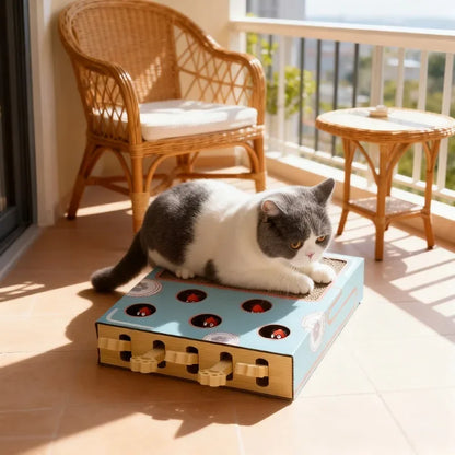Interactive Whack-A-Mole Cat Scratching Board - Fun Multifunctional Toy for Happy, Healthy Cats!