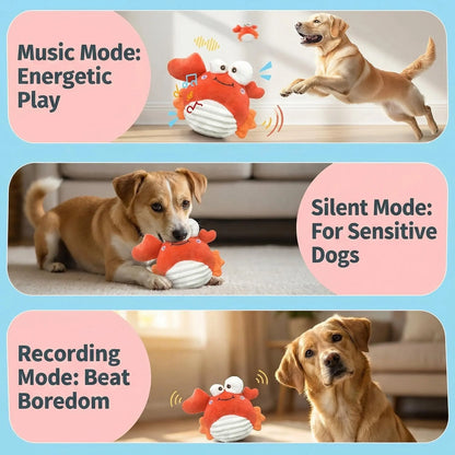 GUKCO Rechargeable Crab Interactive Dog Toy – Motion-Activated Fun with 3 Play Modes for Small to Medium Dogs, Perfect for Reducing Separation Anxiety and Teething Relief