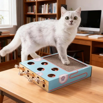 Interactive Whack-A-Mole Cat Scratching Board - Fun Multifunctional Toy for Happy, Healthy Cats!