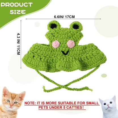 Adorable 4PCS Handmade Knitted Frog Hats for Small Cats - Lightweight, Adjustable, Perfect for Holidays & Photos!