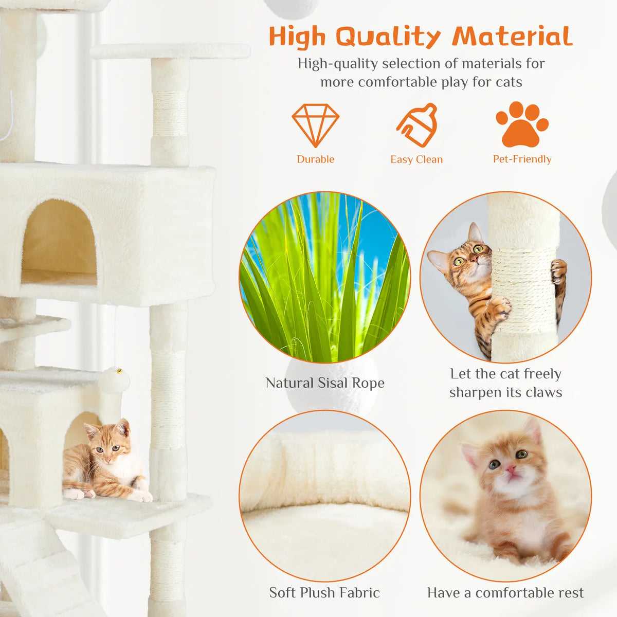 Pettrove Multi-Level Cat Tree Tower - Ultimate Indoor Playground with Scratching Post, Cozy Condo, Climbing Ladder & Plush Toy for Happy Kittens!
