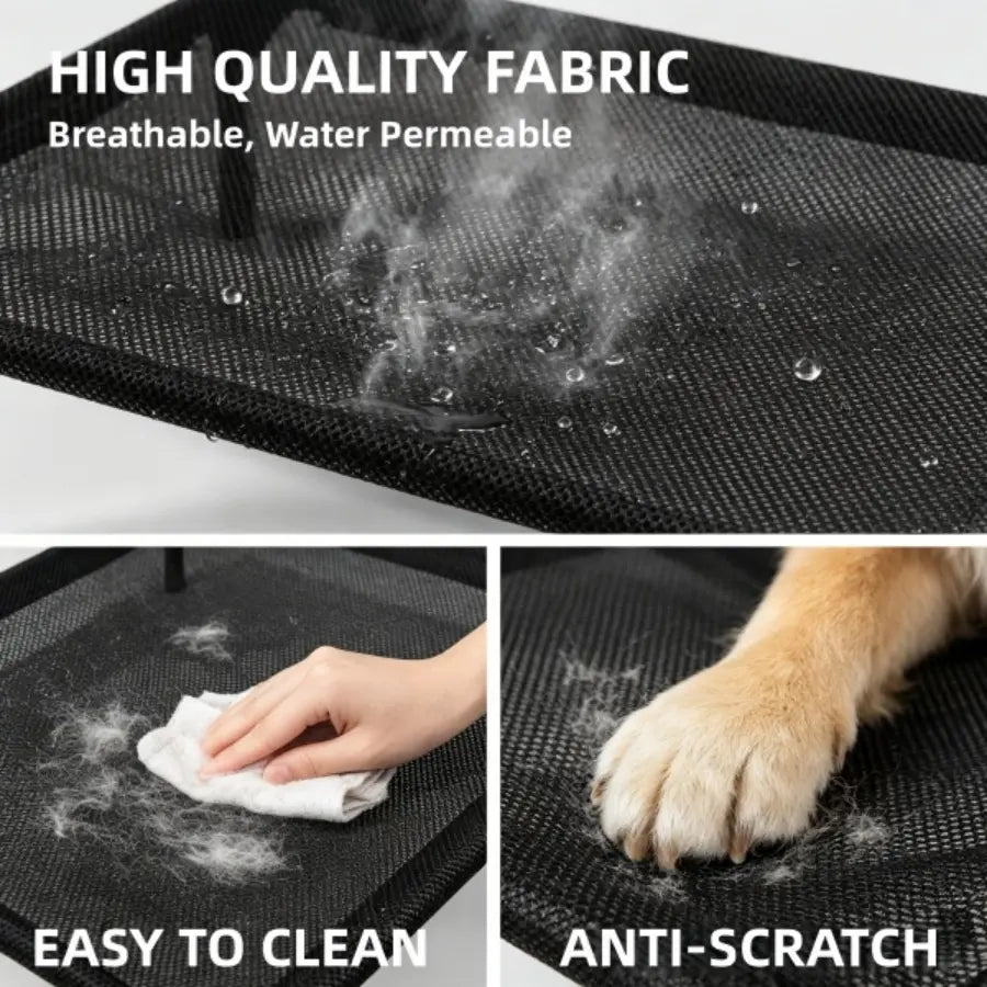 Elevated Mesh Dog Bed - Breathable Oxford Fabric Portable Cooling Cot for Indoor and Outdoor Use, Large Durable Design with Easy Installation and Cleaning