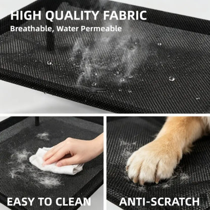Elevated Mesh Dog Bed - Breathable Oxford Fabric Portable Cooling Cot for Indoor and Outdoor Use, Large Durable Design with Easy Installation and Cleaning