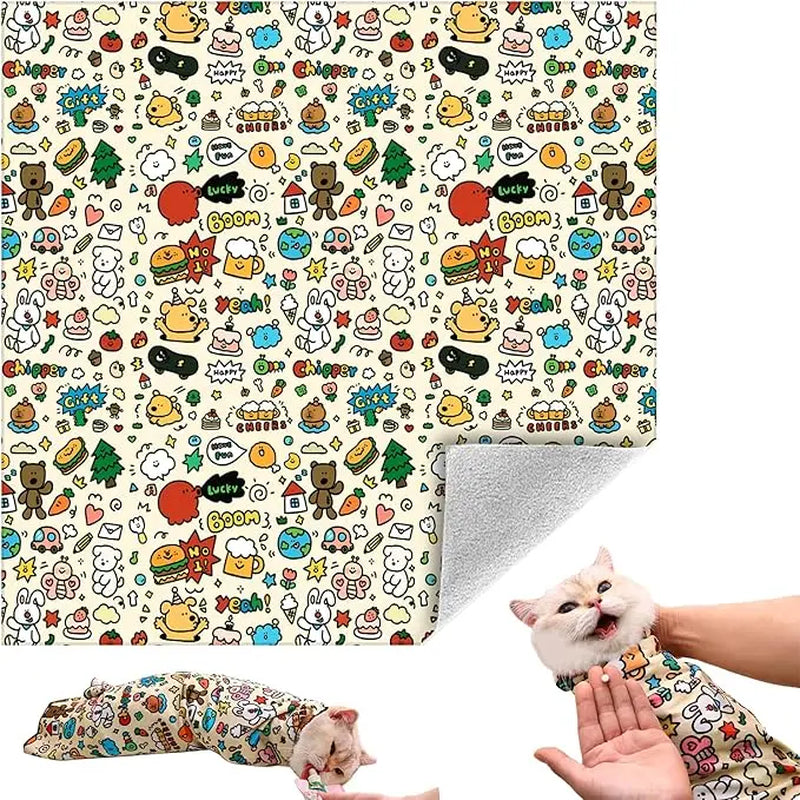 Supetspaw Reusable Cat Grooming Wrap – Stress-Free Nail Clipping & Care Solution, Washable Self-Adhesive Restraint for Cats, Perfect for Grooming, Medication & Travel Storage